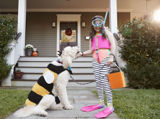 Een kind met haar hond