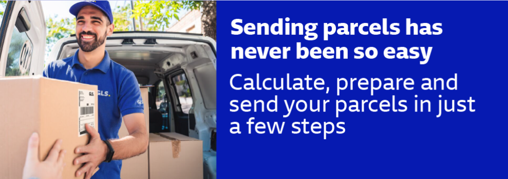 GLS driver collecting parcels from a customer