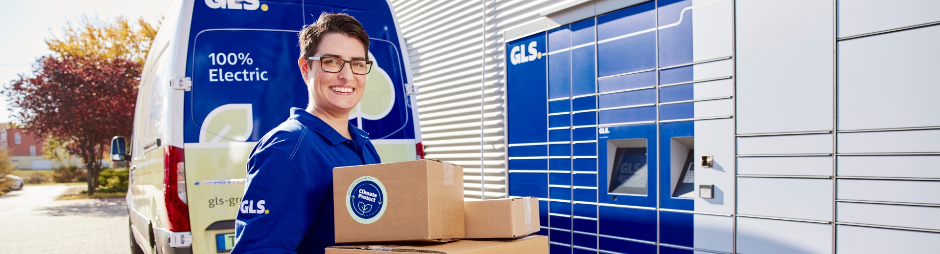 Woman delivering to parcel locker