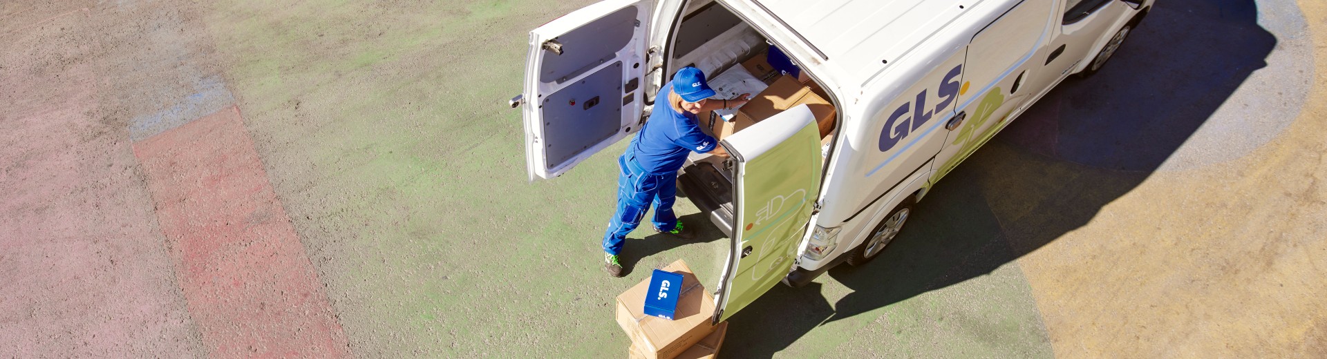 gls employee unloading a van