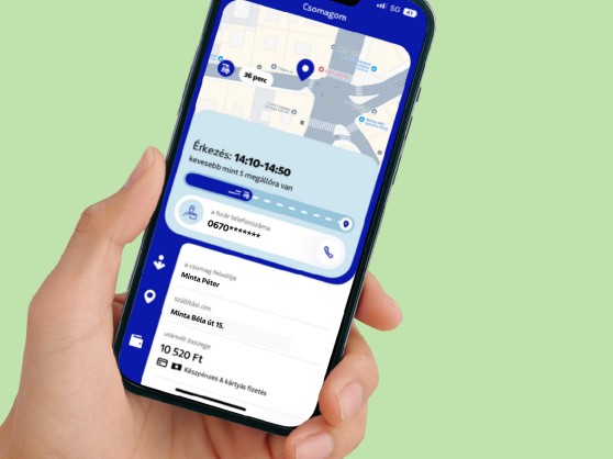 A telefonra letöltött GLS App mutatja a csomag várható kézbesítését.