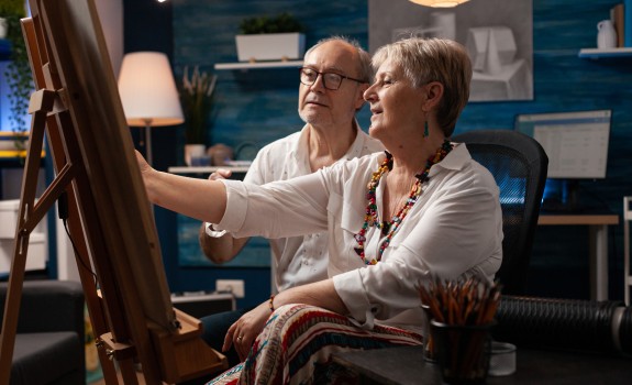 Starejši par slika na platno