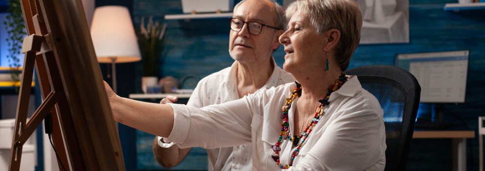 Starejši par slika na platno