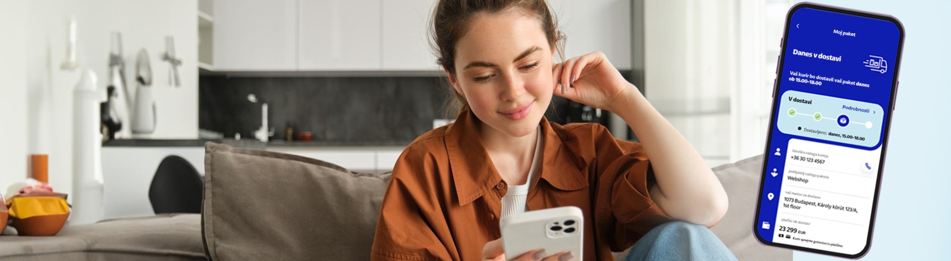 Dekle presenečeno nad GLS aplikacijo